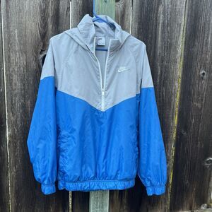 Nike Windrunner Half Zip Hooded Windbreaker Jacket Blue Gray Men’s Small SP